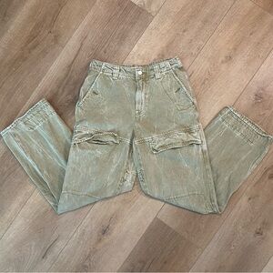 GRLFRND Steph Low Rise Olive Green Trousers